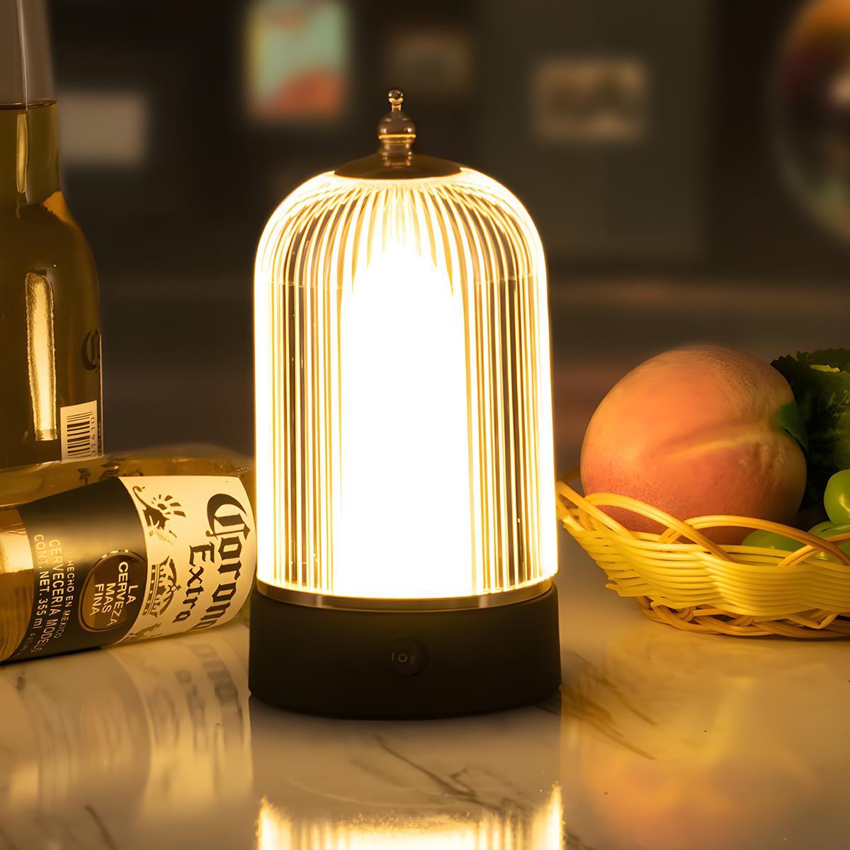 Rechargeable Vintage Dimmable Table Lamp with Adjustable Brightness for Home Decor & Ambient Lighting