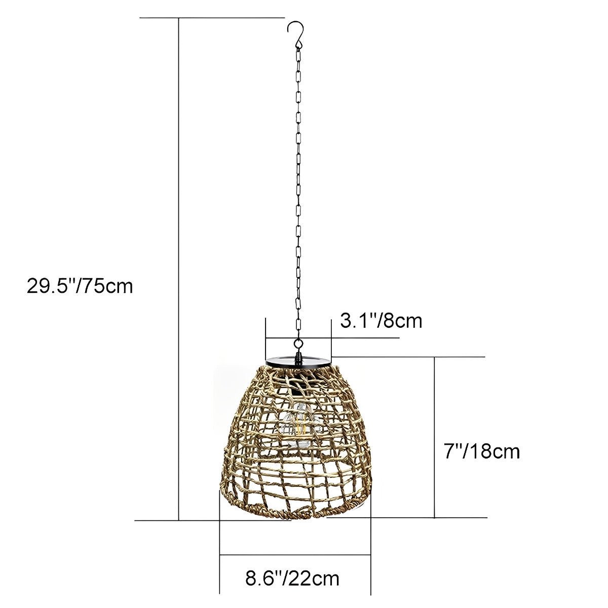 Waterproof Solar Rattan Lantern Pendant Lights for Outdoor Garden & Patio Decor