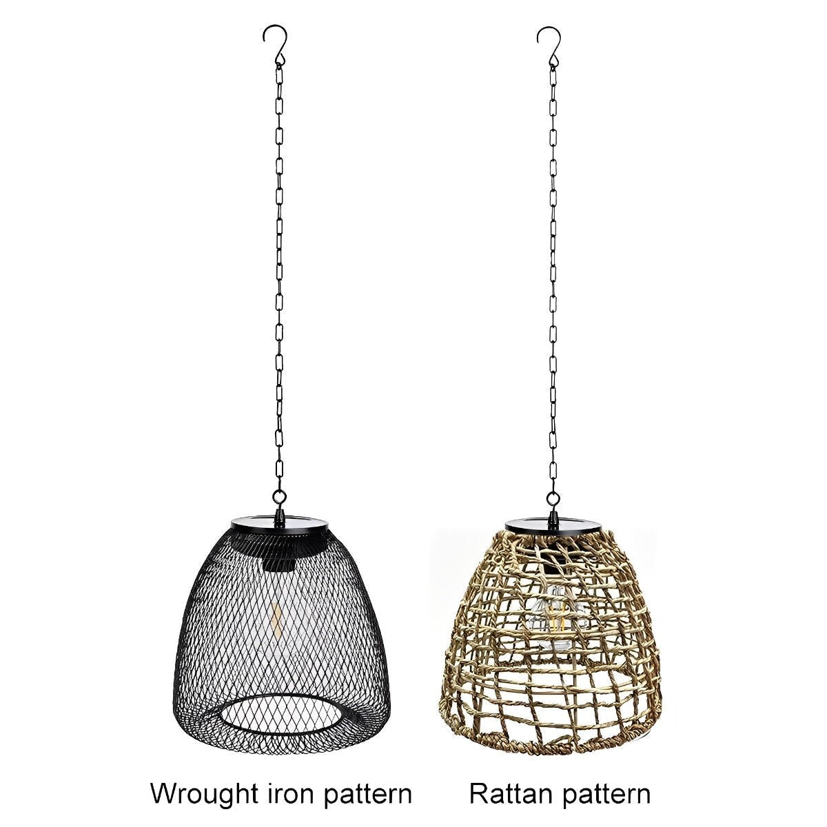 Waterproof Solar Rattan Lantern Pendant Lights for Outdoor Garden & Patio Decor