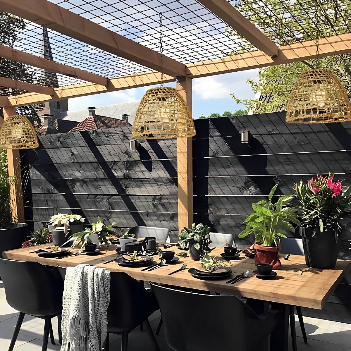 Waterproof Solar Rattan Lantern Pendant Lights for Outdoor Garden & Patio Decor