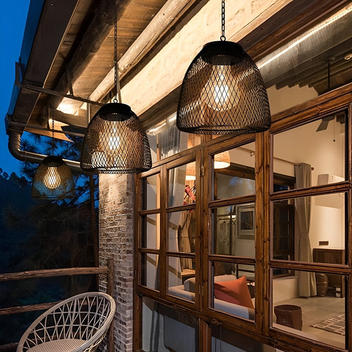 Waterproof Solar Rattan Lantern Pendant Lights for Outdoor Garden & Patio Decor