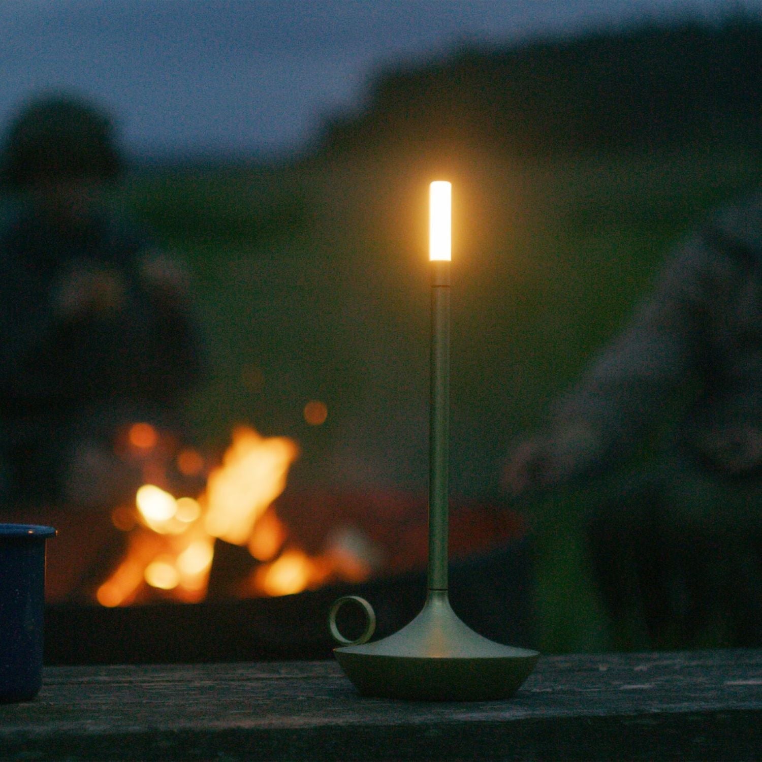 Gray Portable LED Table Lamp with Adjustable Brightness for Indoor and Outdoor Use