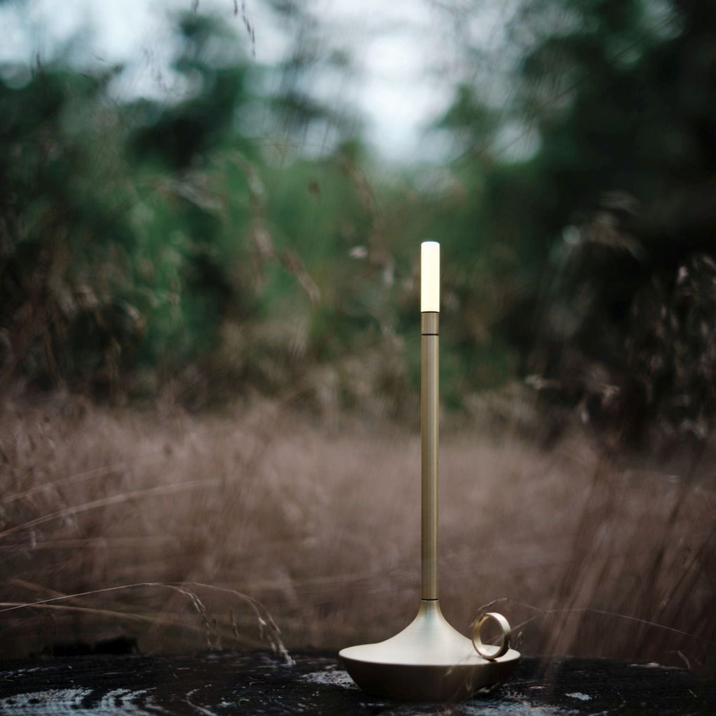 Gray Portable LED Table Lamp with Adjustable Brightness for Indoor and Outdoor Use