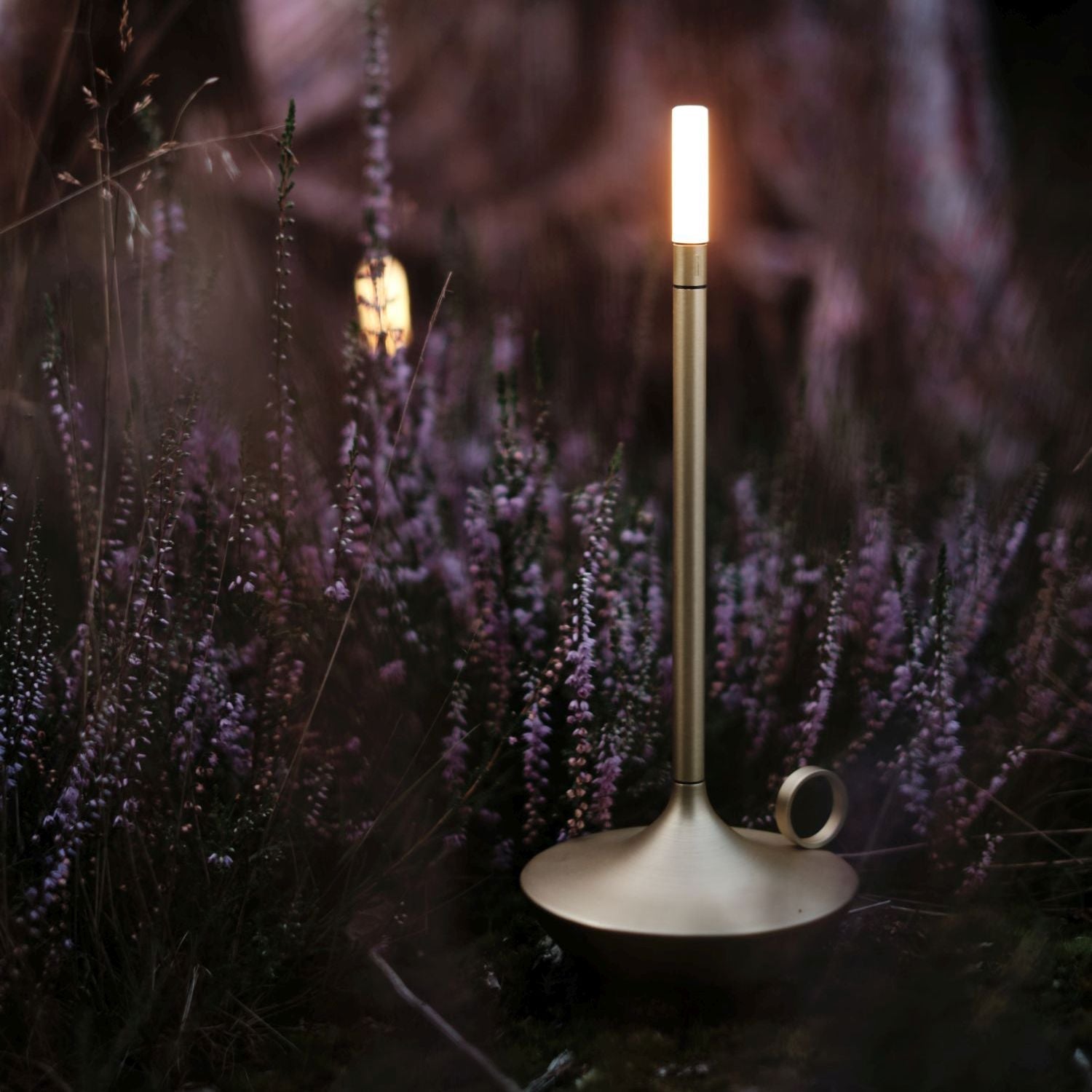 Gray Portable LED Table Lamp with Adjustable Brightness for Indoor and Outdoor Use