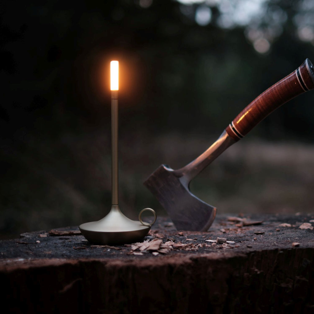 Gray Portable LED Table Lamp with Adjustable Brightness for Indoor and Outdoor Use