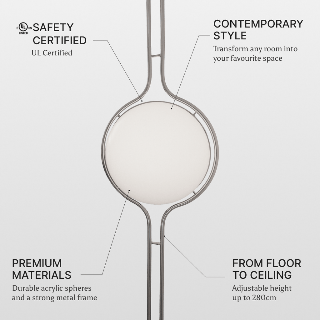 LED Floor to Ceiling Lamp - Adjustable Height Modern Lighting for Living Room & Bedroom Decor