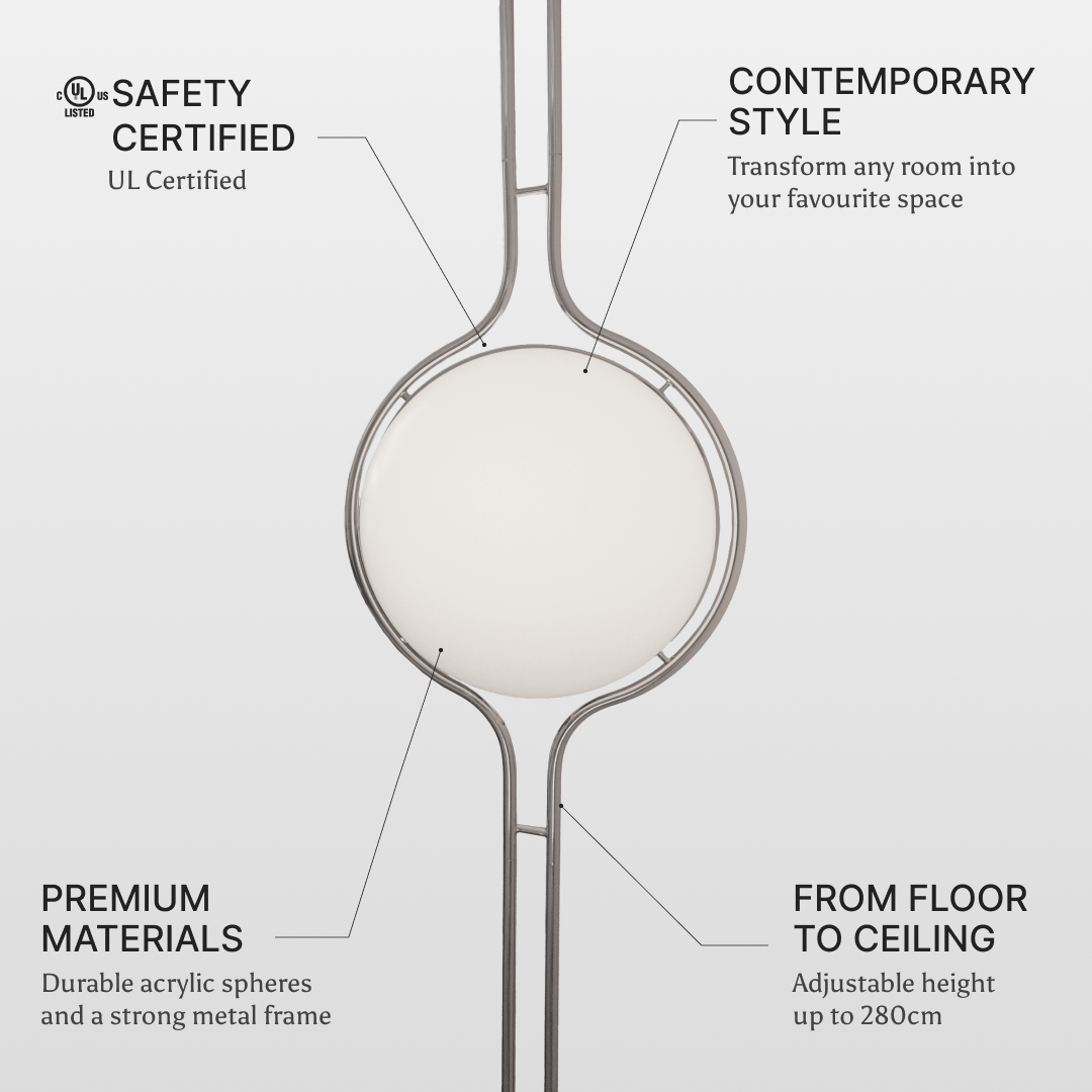 LED Floor to Ceiling Lamp - Adjustable Height Modern Lighting for Living Room & Bedroom Decor