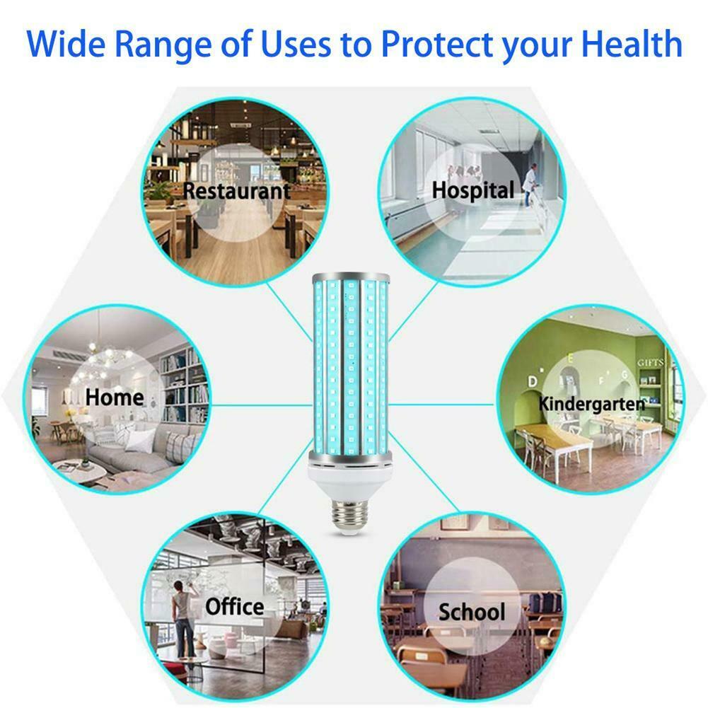 UV 60W Germicidal Lamp LED UVC Bulb E27 Household Disinfection Light With Remote