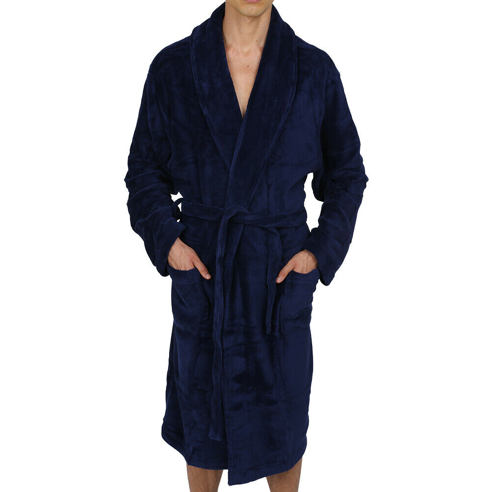 Mens robe shawl Collar Super Soft Bathrobe Heavy Weighted