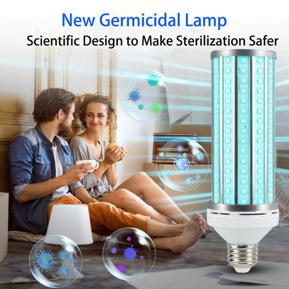60W UV Germicidal Corn Lamp LED UVC Bulb E27 Ozone Disinfection Light W/ Remote
