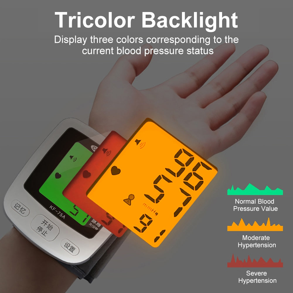 Digital Wrist Blood Pressure Monitor for Measuring Blood Pressure and Pulse Rate