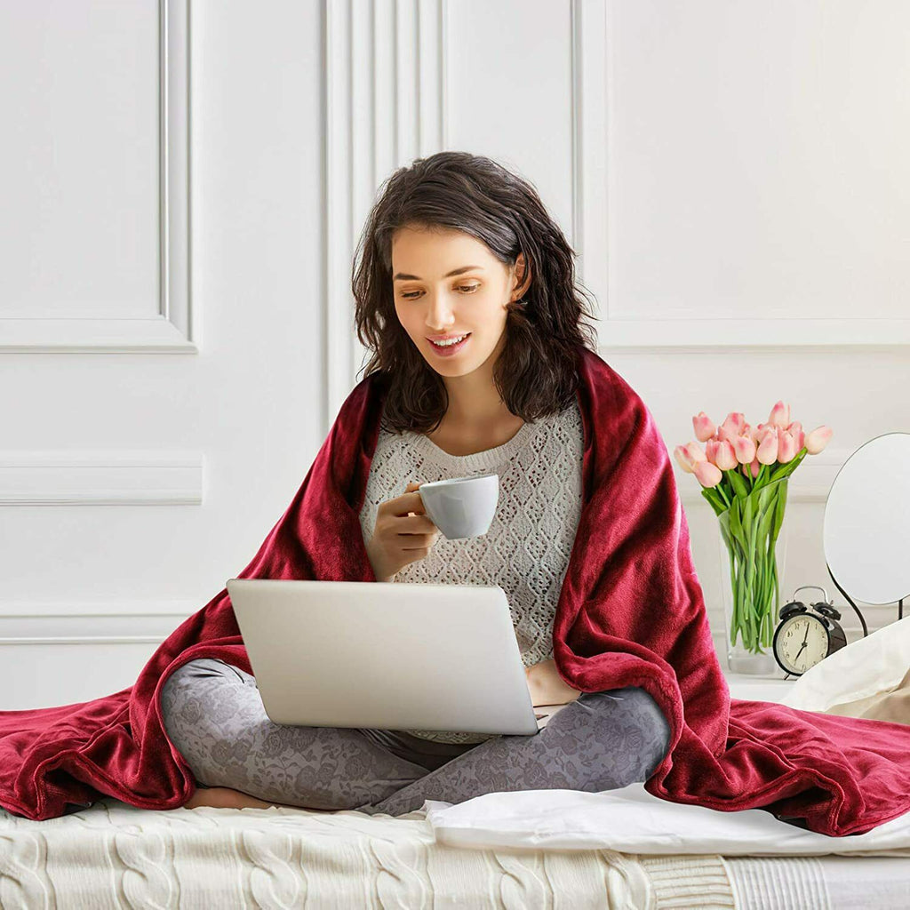 Electric Heated Blanket Plush Throw Blanket Fast Heating Pain Relief 50x60