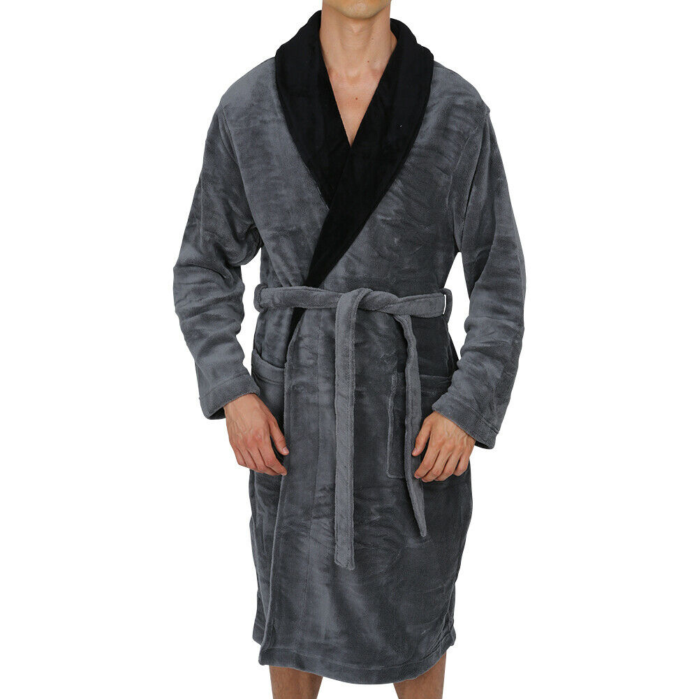 Mens robe shawl Collar Super Soft Bathrobe Heavy Weighted
