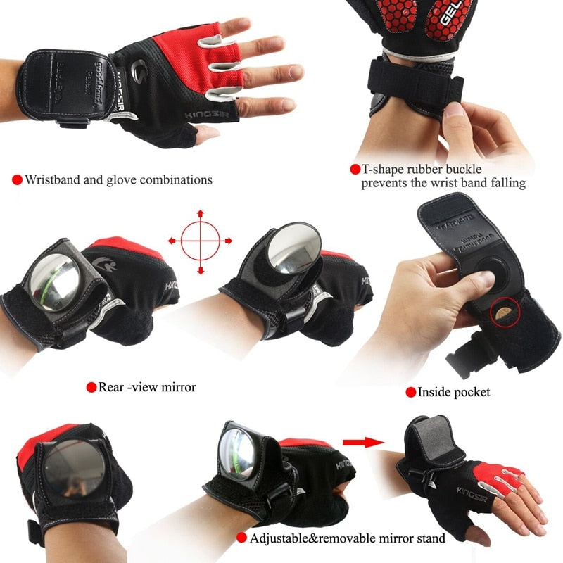 360 Rotate Arm Cycling Wrist Mirror Strap Rear View
