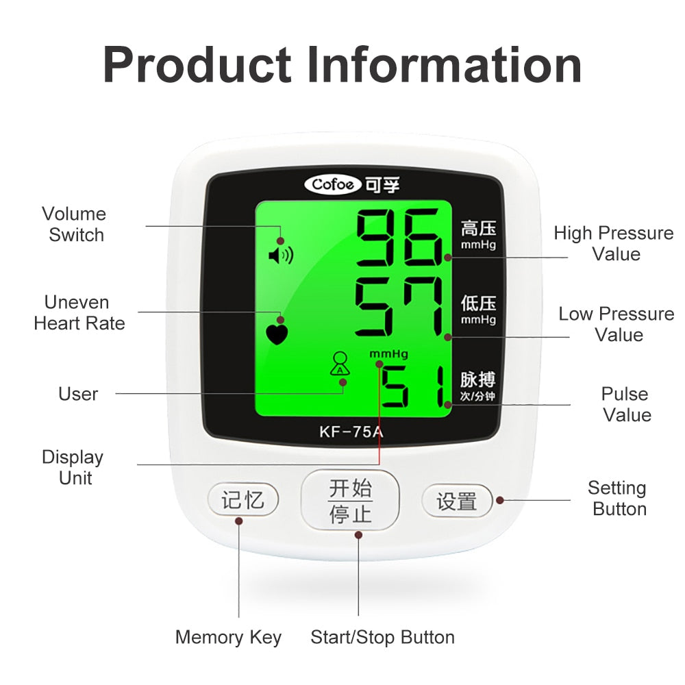 Digital Wrist Blood Pressure Monitor for Measuring Blood Pressure and Pulse Rate