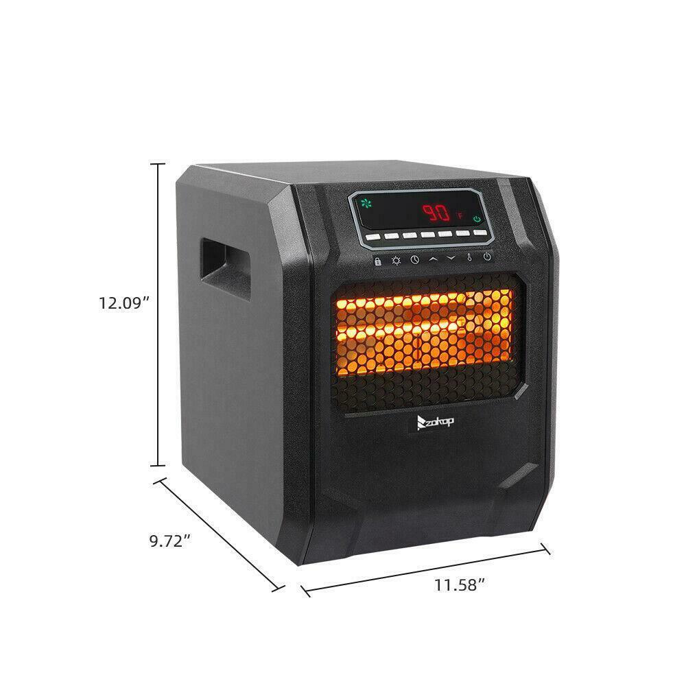 Portable Electric Infrared Space Heater 1500W 12H Timer Remote Control Indoor