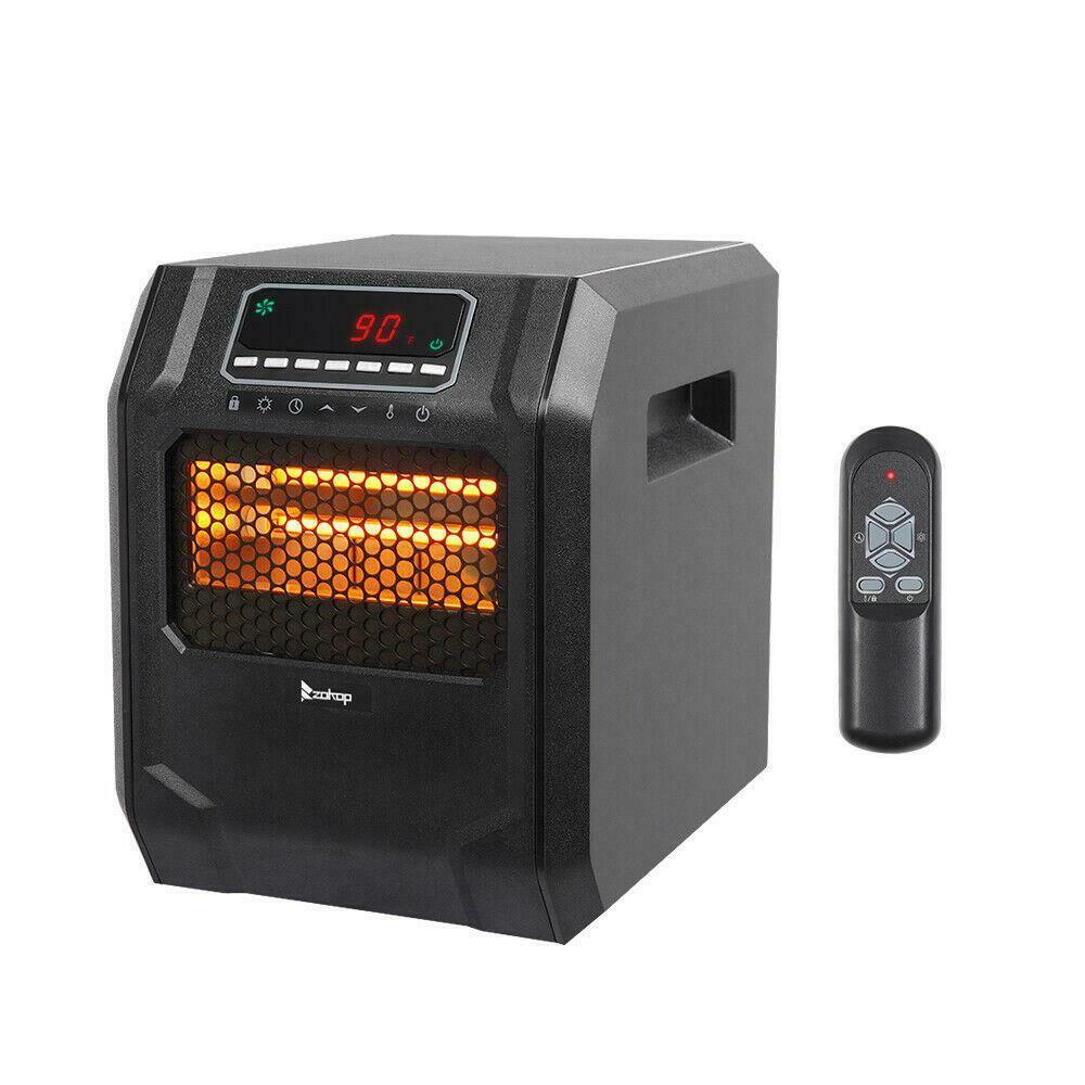 Portable Electric Infrared Space Heater 1500W 12H Timer Remote Control Indoor