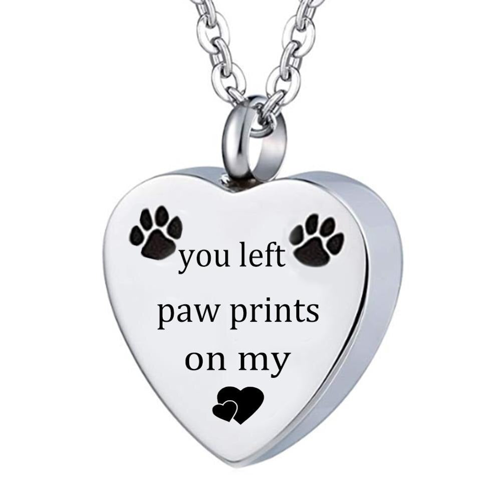 No Longer By My Side Forever In My Heart - Paw Print Urn Necklace