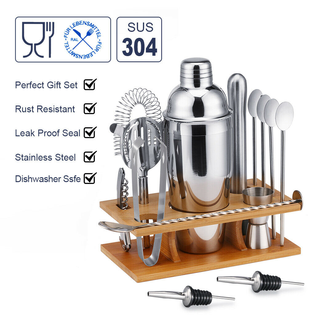 Bartender Kit Cocktail Shaker Set 14 pieces Bar Accessories Kit Stainless Steel Bartender Martini Tools