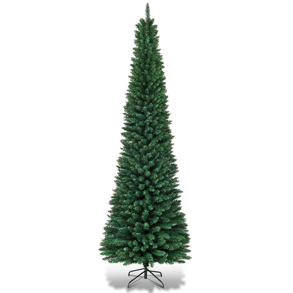 8Ft PVC Artificial Slim Christmas Tree w/Stand
