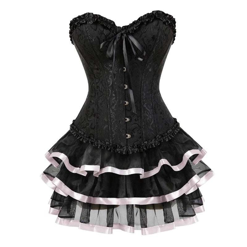 Sexy Crossdresser Lingerie Corset Skirt