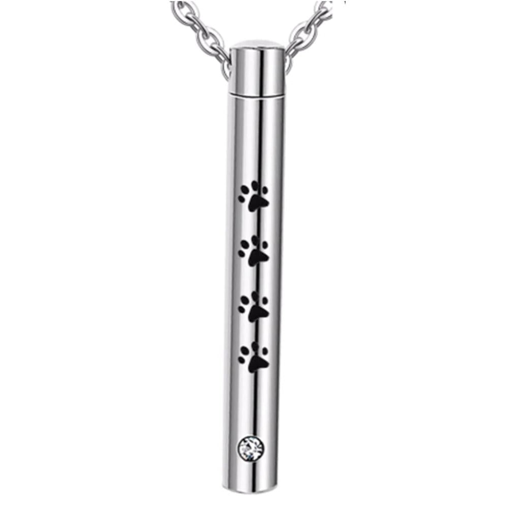 No Longer By My Side Forever In My Heart - Paw Print Urn Necklace