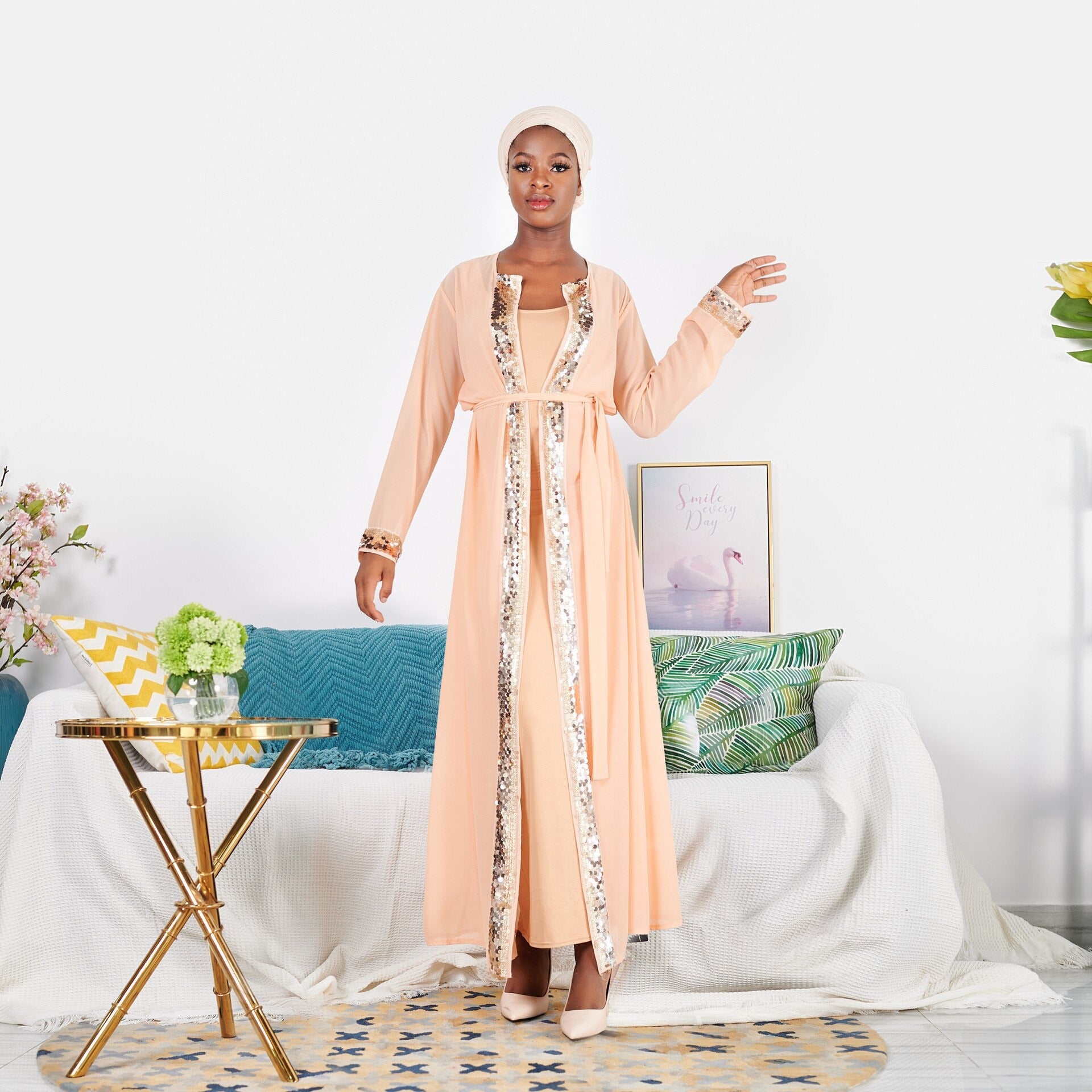 Open Breast Fashion Turkey Sequin Duster