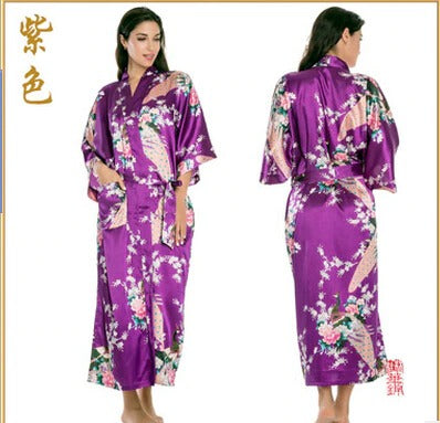 Long Robe For Women Satin Robe Casual Smoot Kimono