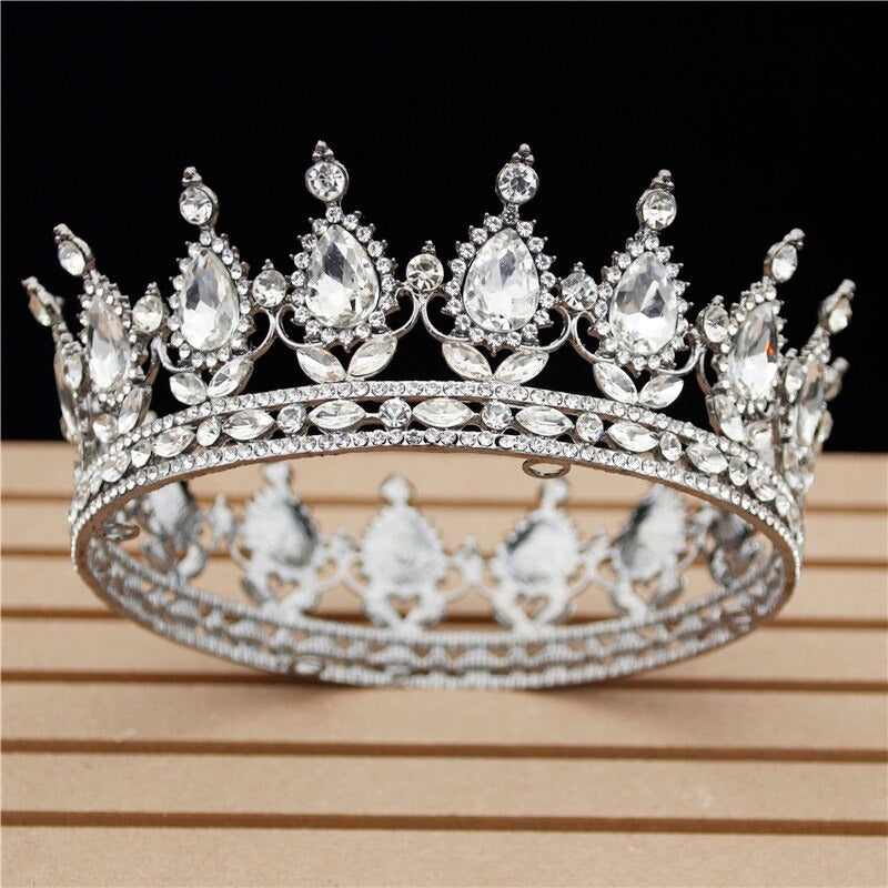 Royal Queen & King Crown with Zirconia and Cross for Wedding king crowns for sale