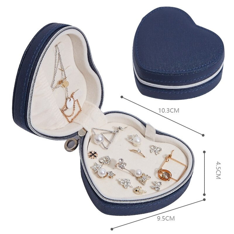 Small Travel Jewelry Case Heart Shaped