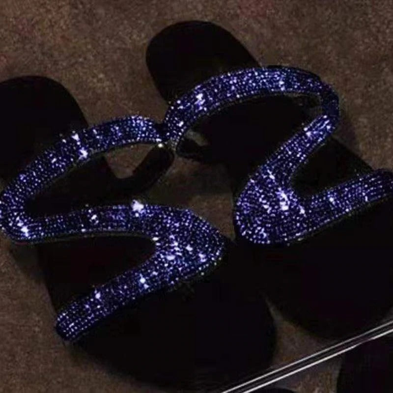 rhinestone flat sandals for women
