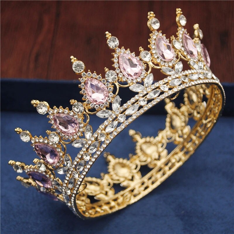 Royal Queen & King Crown with Zirconia and Cross for Wedding king crowns for sale