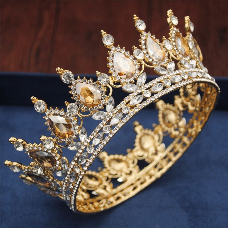 Royal Queen & King Crown with Zirconia and Cross for Wedding king crowns for sale