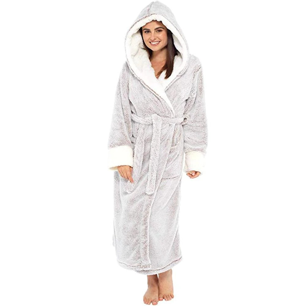 Women Bathrobe Cotton Flannel Wrap Robe