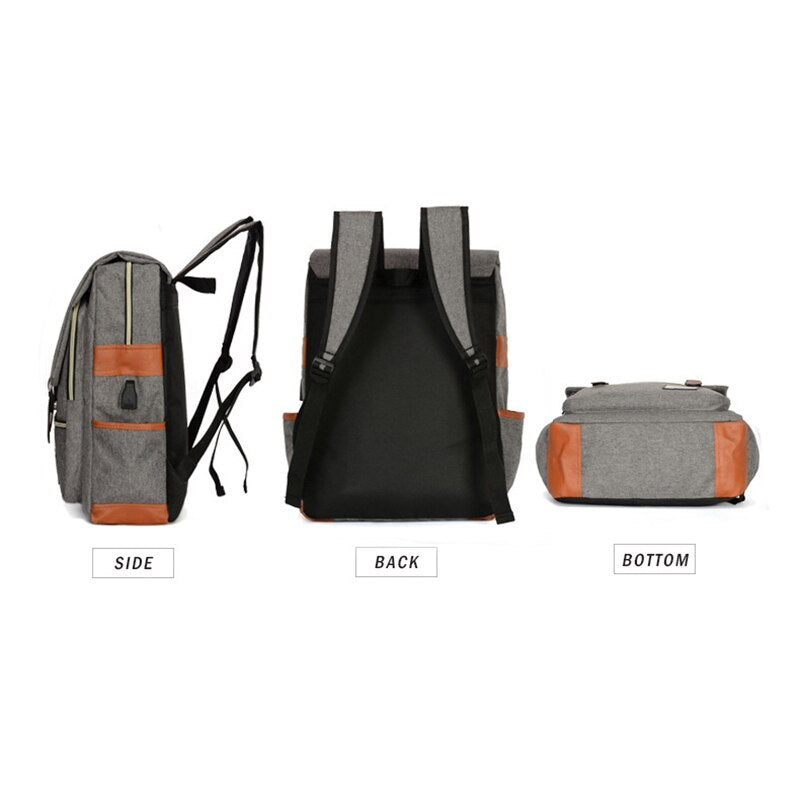 Vintage Laptop Backpack College School Bag with USB Port