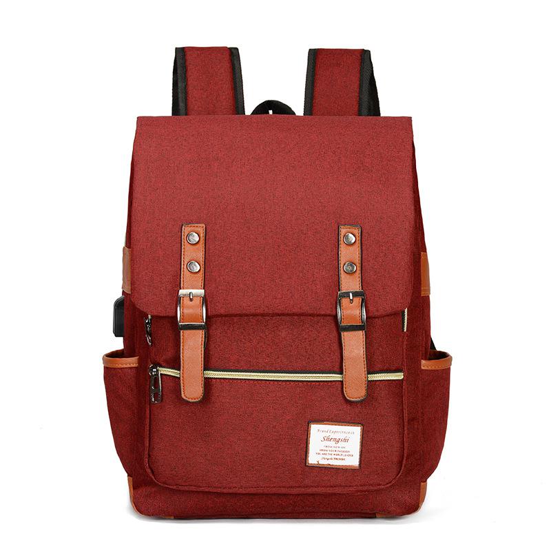 Vintage Laptop Backpack College School Bag with USB Port