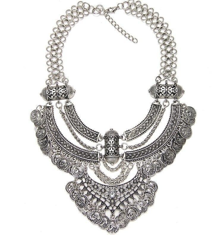 Elegant Vintage Women DYLA Brand Chain Chunky Statement Mtal Silver Color Necklace Pendants Jewelry Factory Price - Balma Home