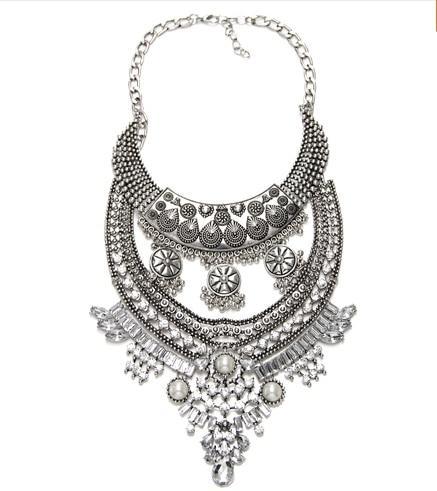 Elegant Vintage Women DYLA Brand Chain Chunky Statement Mtal Silver Color Necklace Pendants Jewelry Factory Price - Balma Home