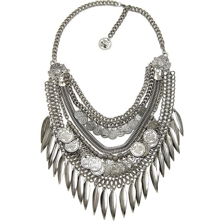 Elegant Vintage Women DYLA Brand Chain Chunky Statement Mtal Silver Color Necklace Pendants Jewelry Factory Price - Balma Home