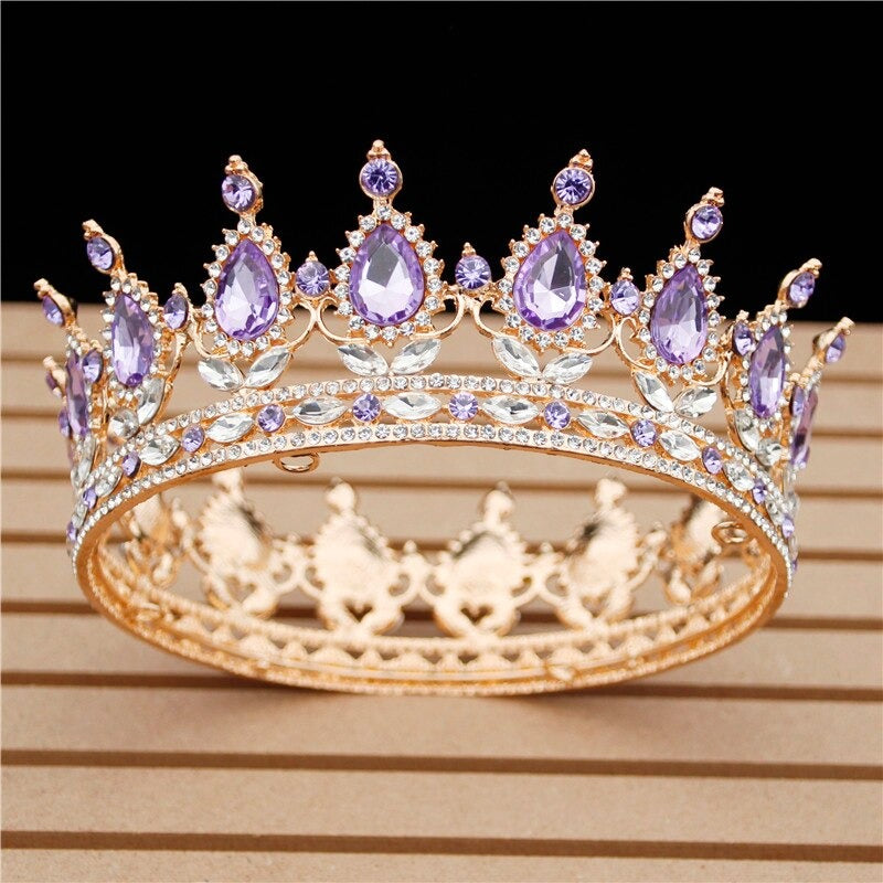 Royal Queen & King Crown with Zirconia and Cross for Wedding king crowns for sale