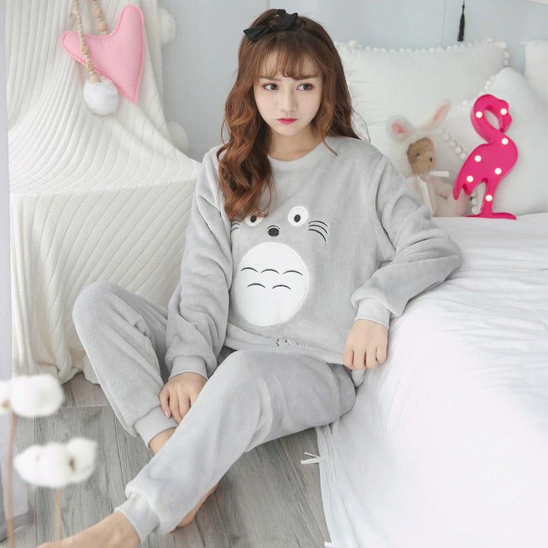 Winter Womens Flannel Pijamas Womens Home Cloth