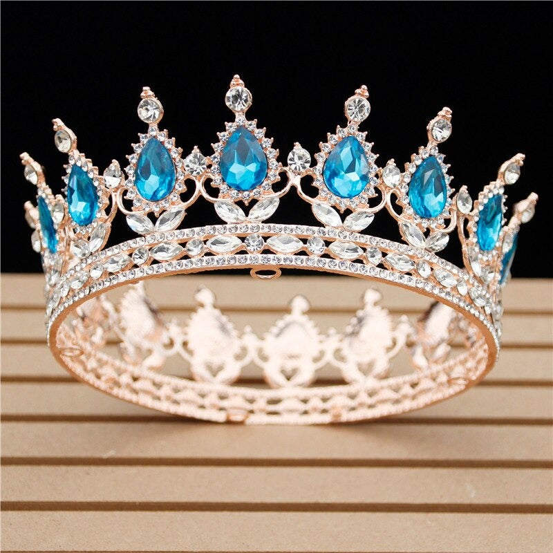Royal Queen & King Crown with Zirconia and Cross for Wedding king crowns for sale
