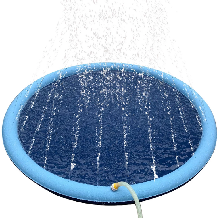 100cm Pet Sprinkler Splash Pad For Dogs Cooling Mat Inflatable Dog Water Park Bathtub