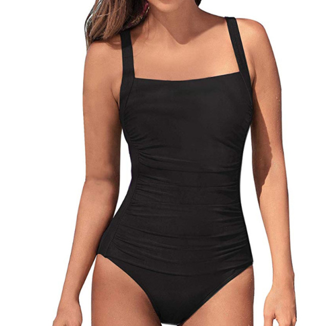 One-Piece Tummy Control Swimsuit Plus Size Ruched Monokini Vintage Swimsuit Shapewear