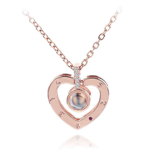 Rose Gold I Love You Necklace Pendant Necklace Romantic Boyfriend And Girlfriend Necklace Memory