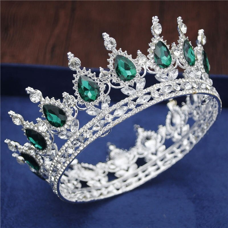 Royal Queen & King Crown with Zirconia and Cross for Wedding king crowns for sale