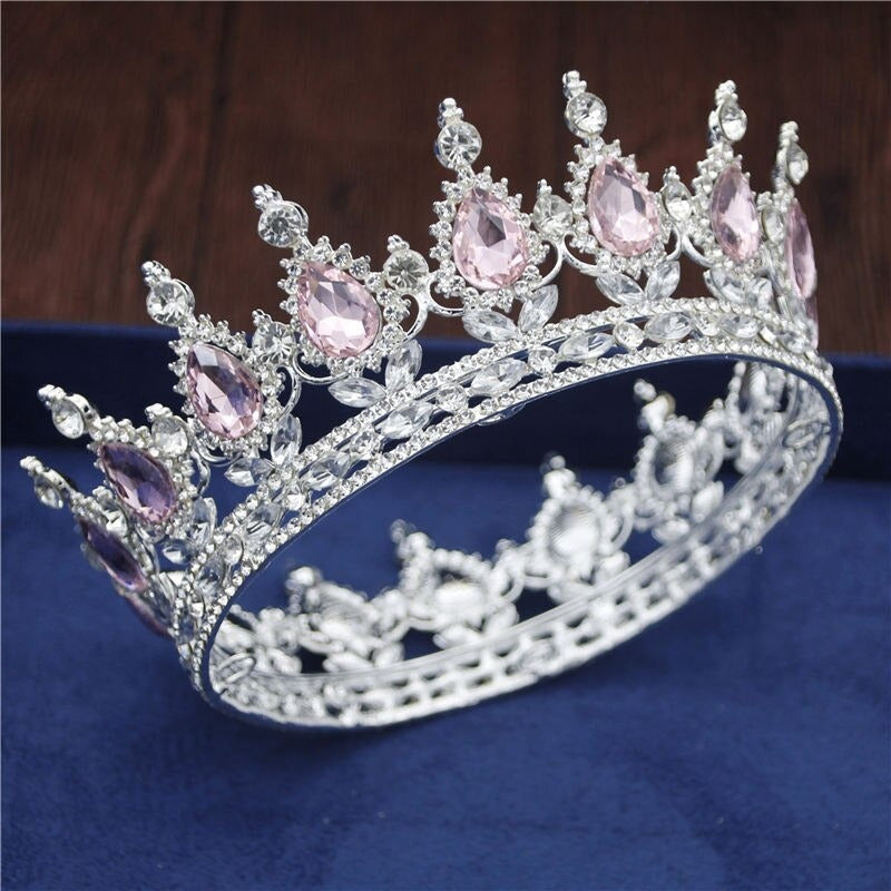 Royal Queen & King Crown with Zirconia and Cross for Wedding king crowns for sale