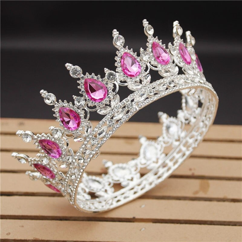 Royal Queen & King Crown with Zirconia and Cross for Wedding king crowns for sale