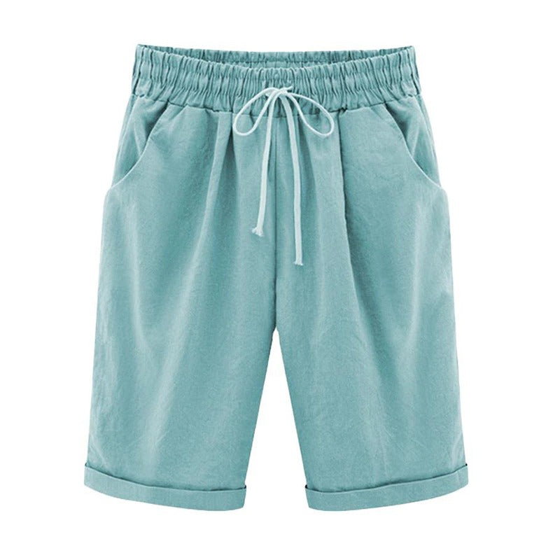 Lace-Up Plus Size Shorts for Women High Waist Summer Shorts