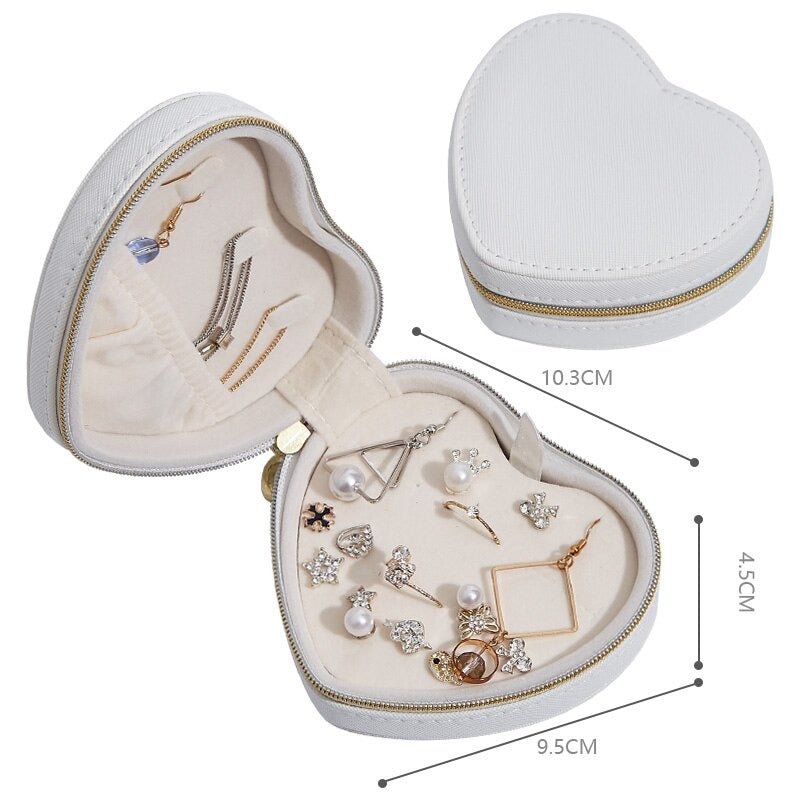 Small Travel Jewelry Case Heart Shaped